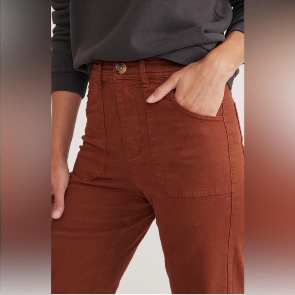 Marine Layer Bridget Twill Flare Pants in Tortoise Shell 6 - Picture 3 of 10